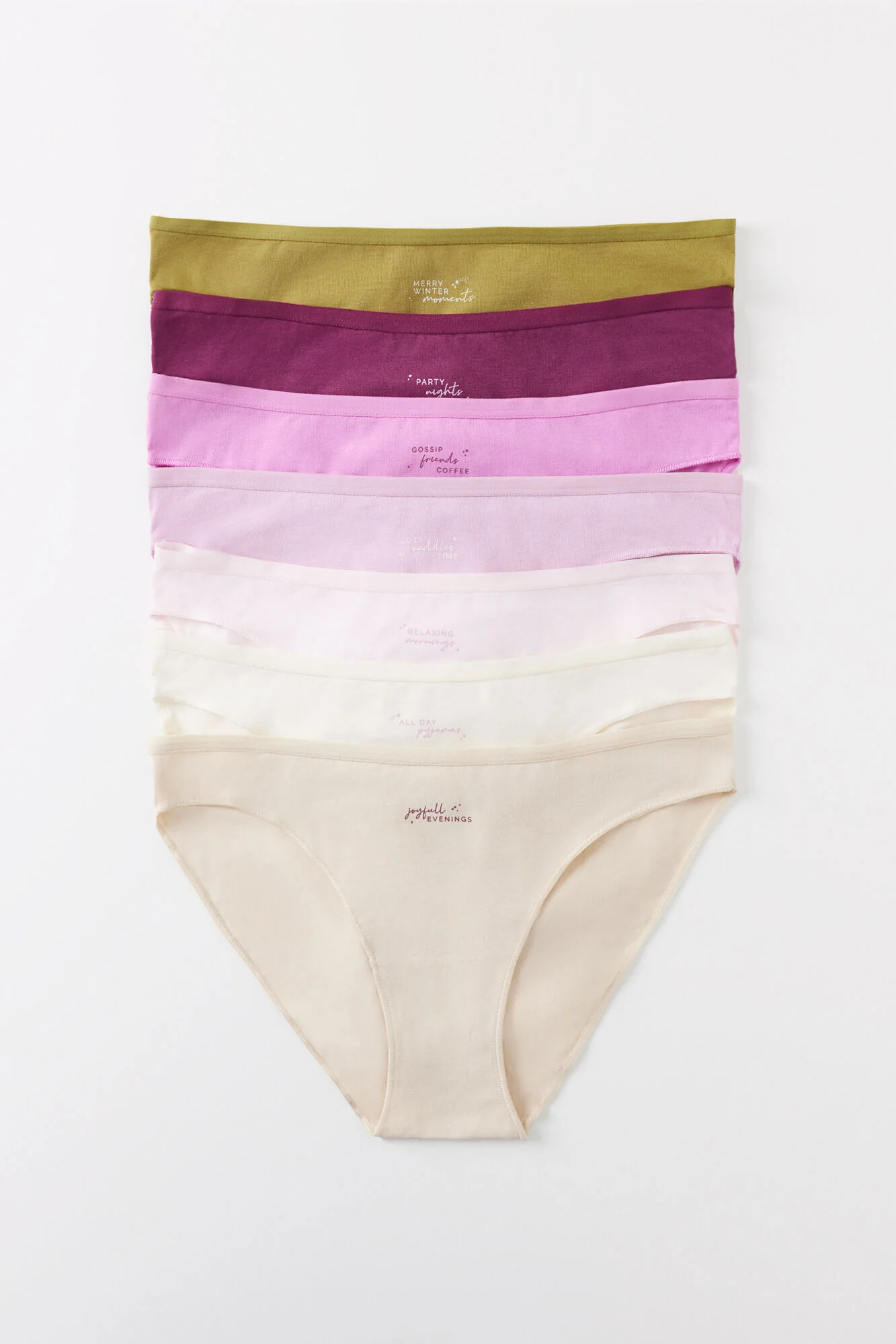 Pack of 7 classic cotton panties with message