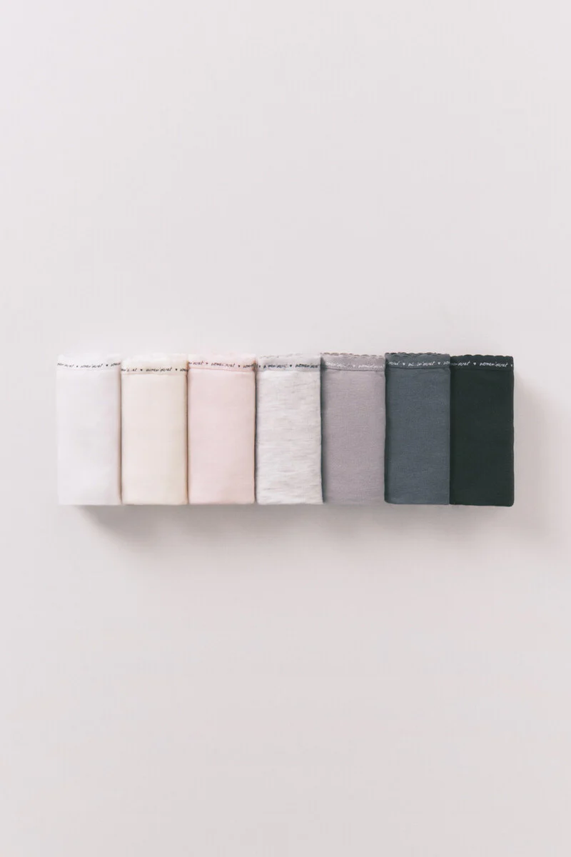 Pack of 7 classic neutral cotton panties with logo - Image 2