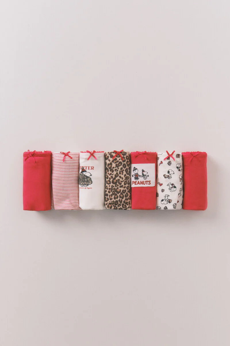 Pack of 7 classic red cotton Snoopy panties - Image 4