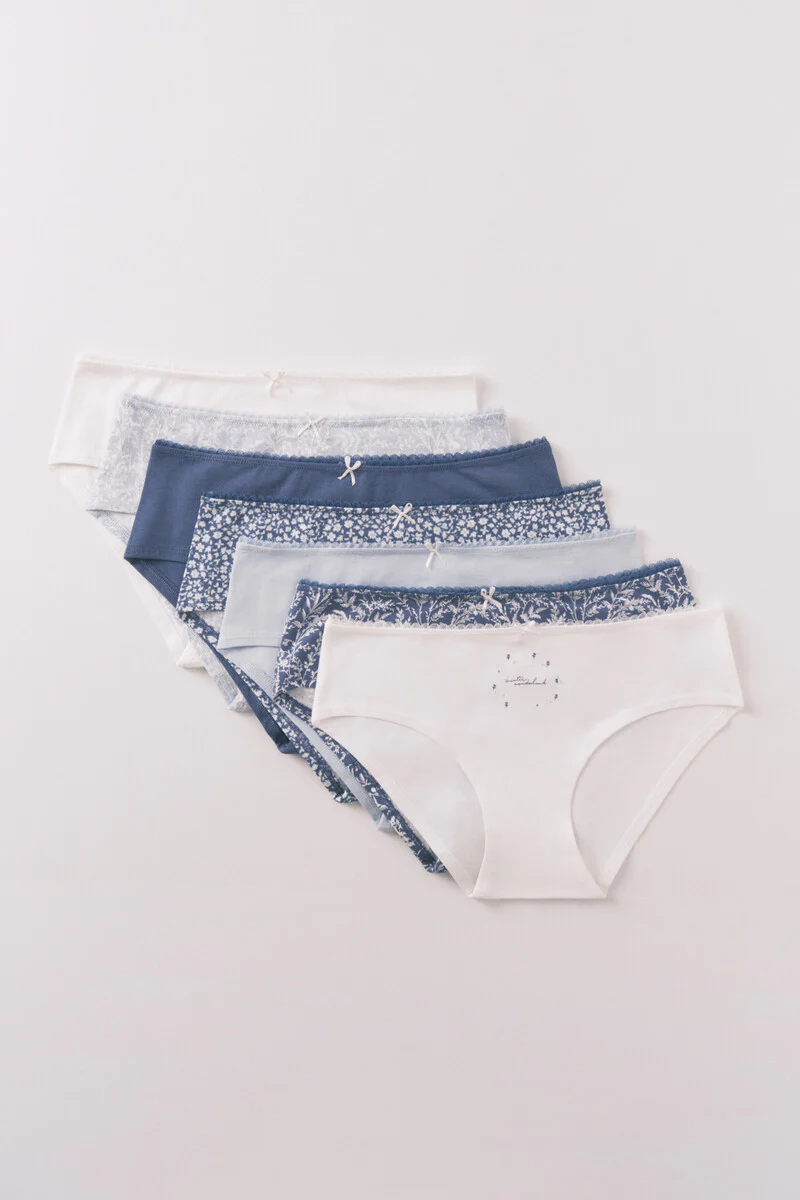 Pack of 7 panties culottes with Christmas print