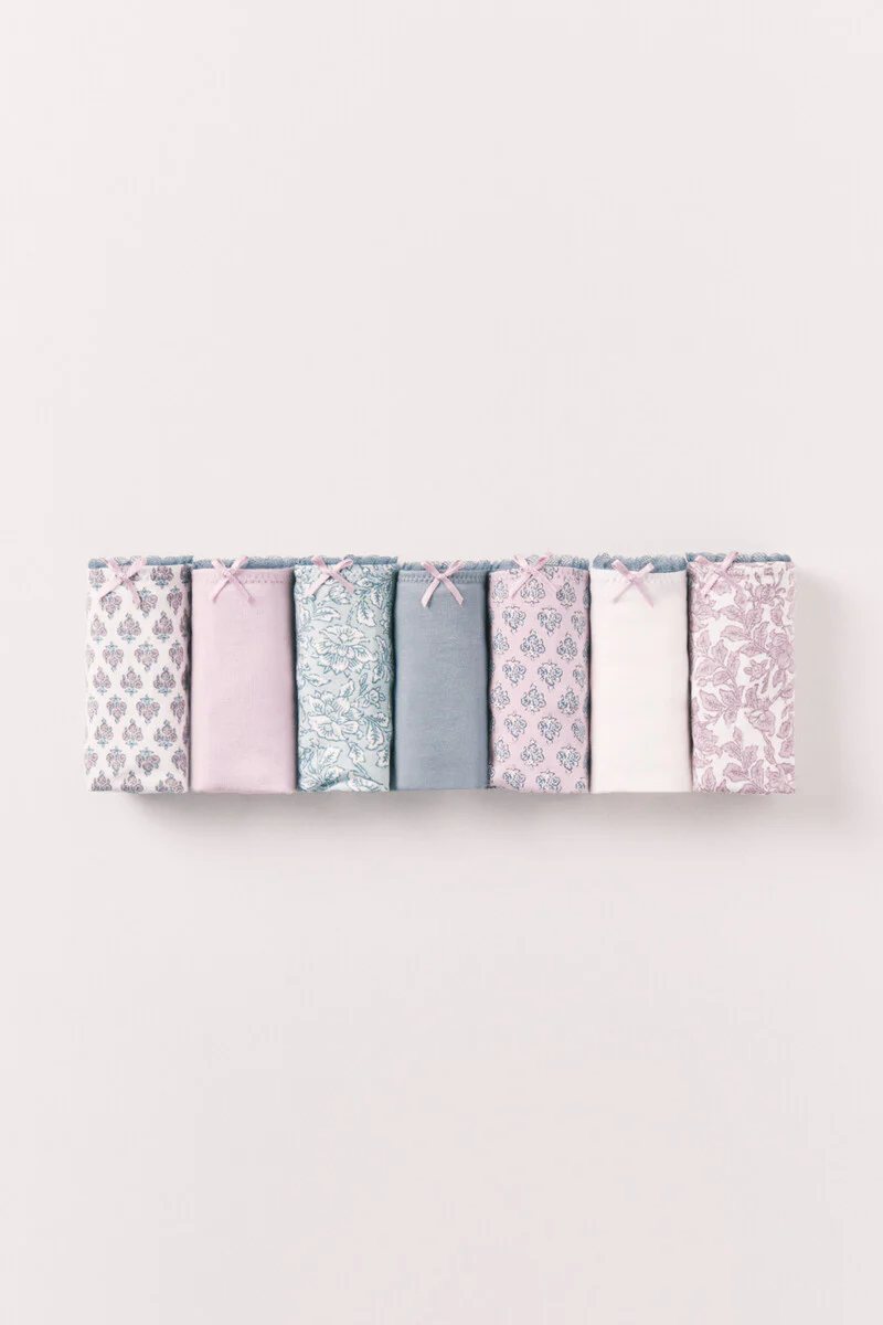 Pack of 7 printed cotton mix culottes