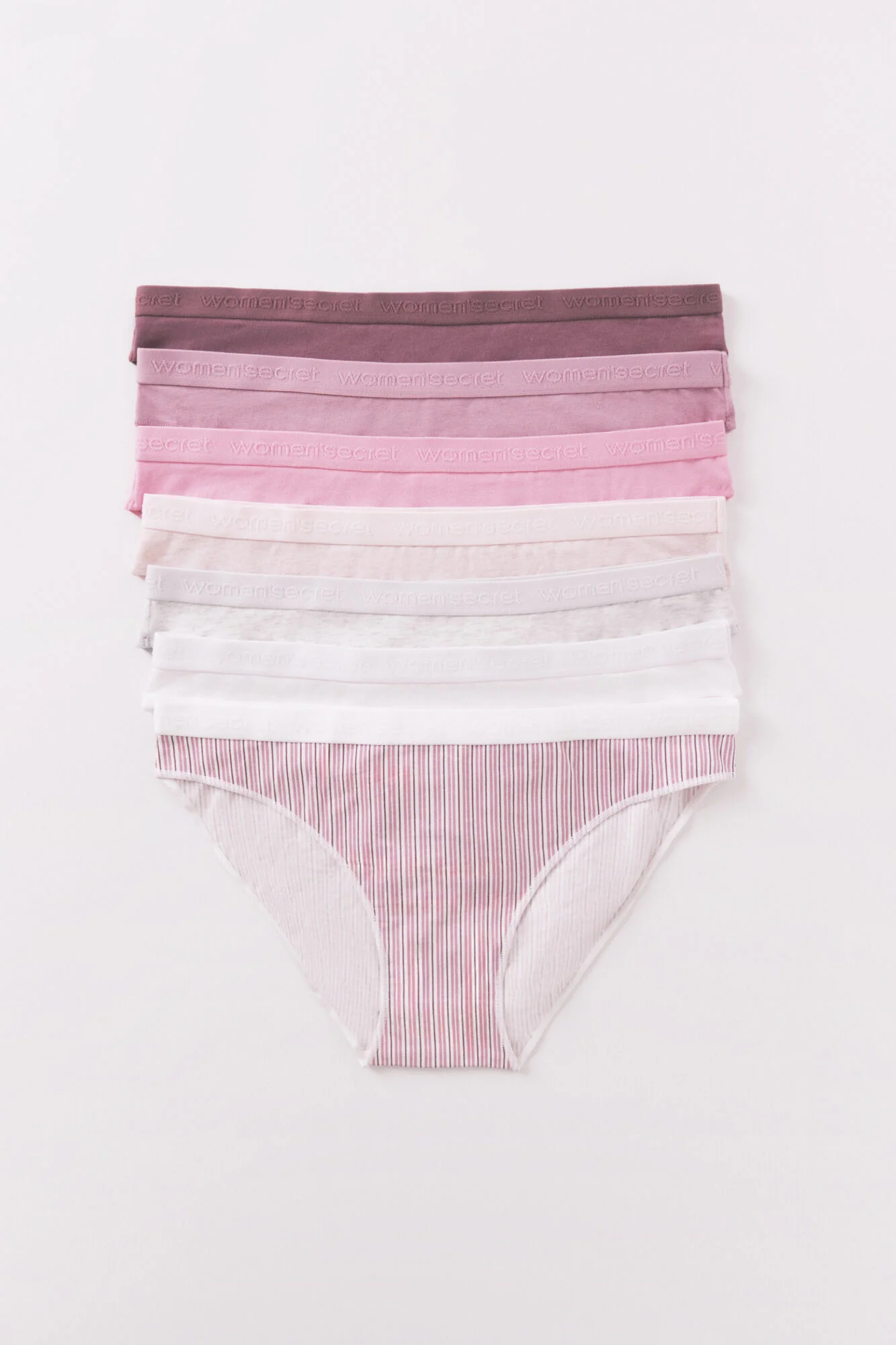 Pack of 7 white print cotton thongs