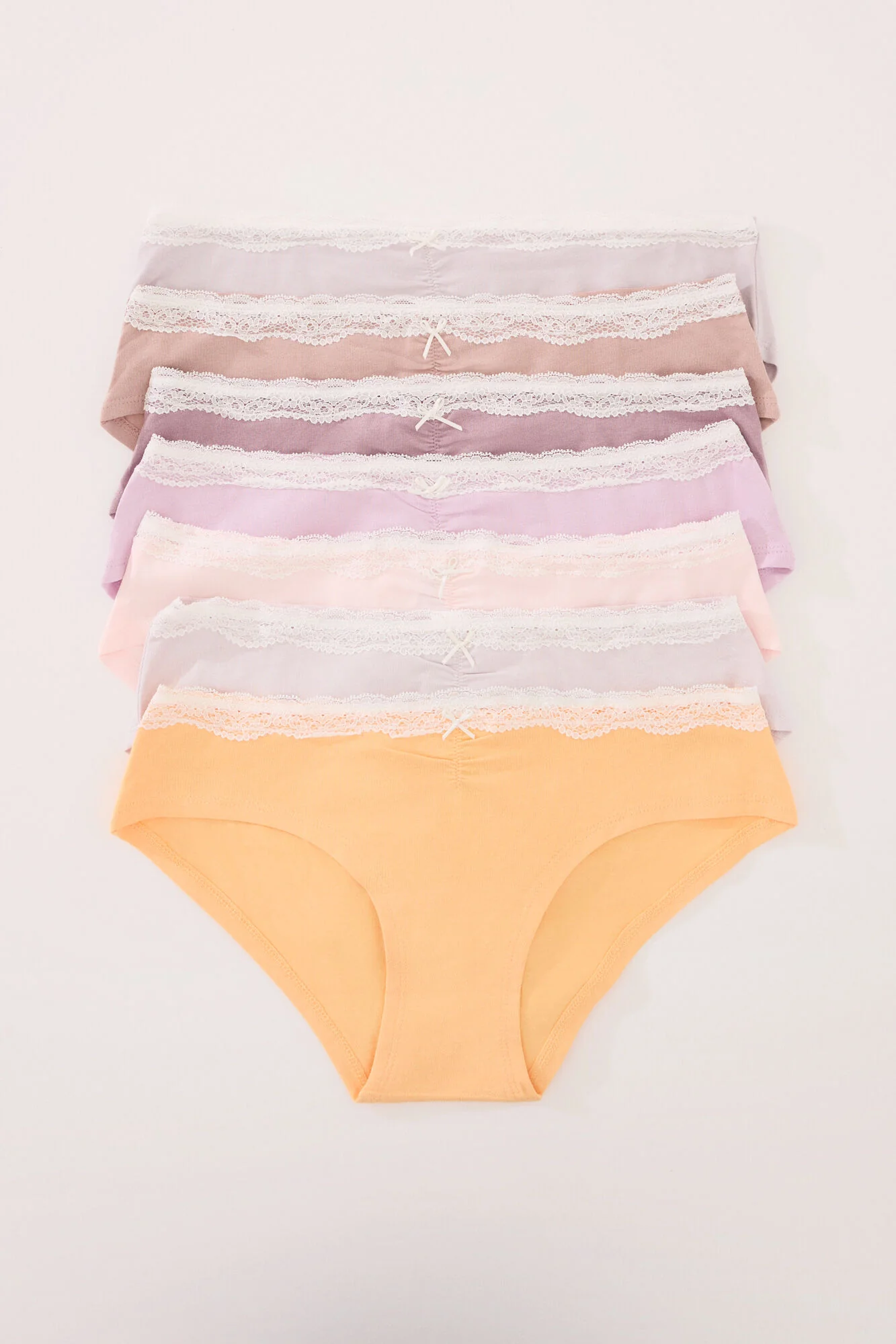 Pack of 7 wide cotton panties with mixed lace colours - Image 2
