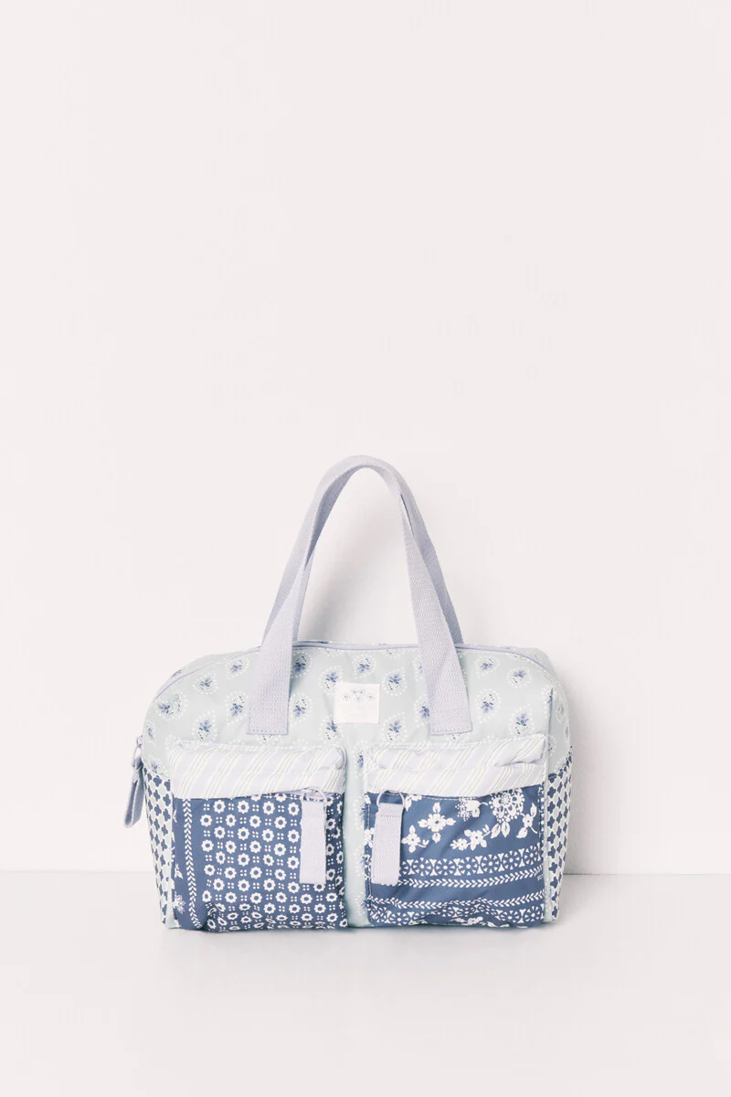 Patchwork toiletry bag with pockets