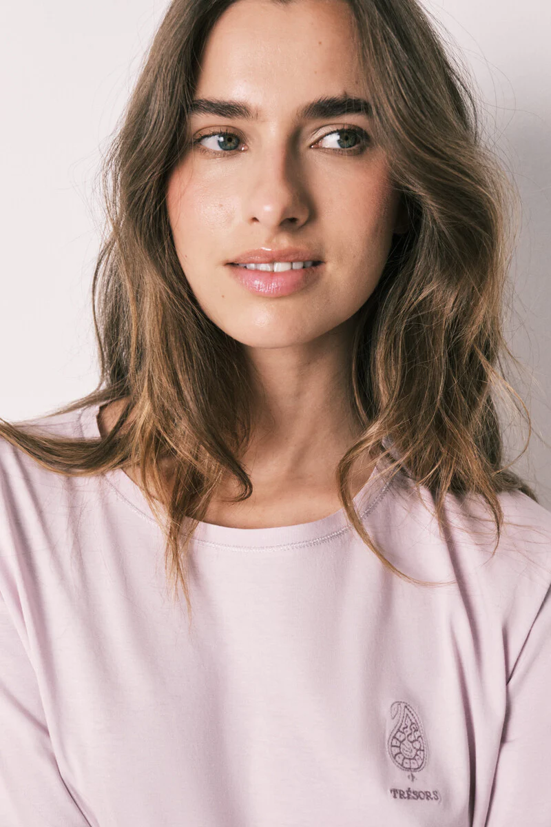 Pink 100% cotton stamp print pyjamas - Image 6