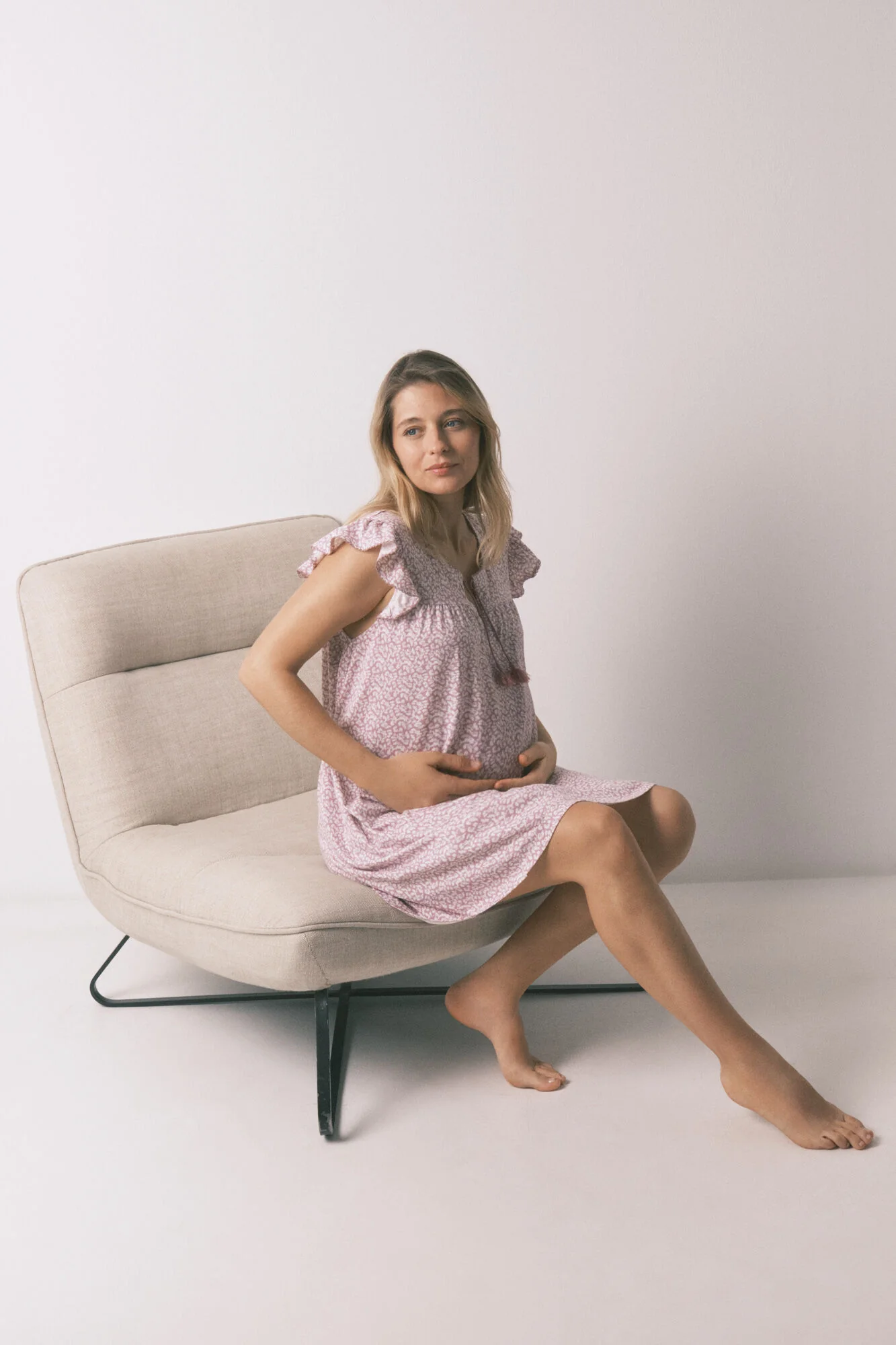 Pink cotton "maternity" ruffle nightgown - Image 2