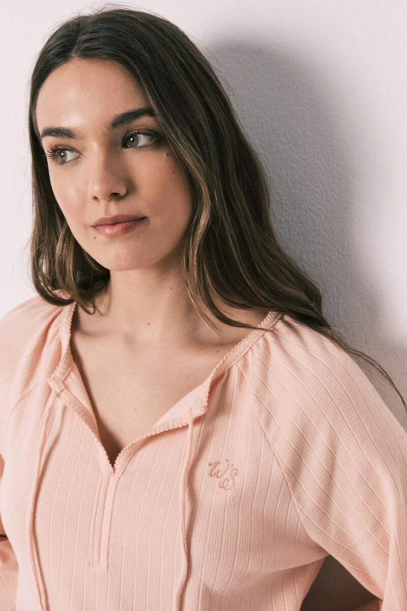 Pink cotton ribbed midi nightgown - Image 2