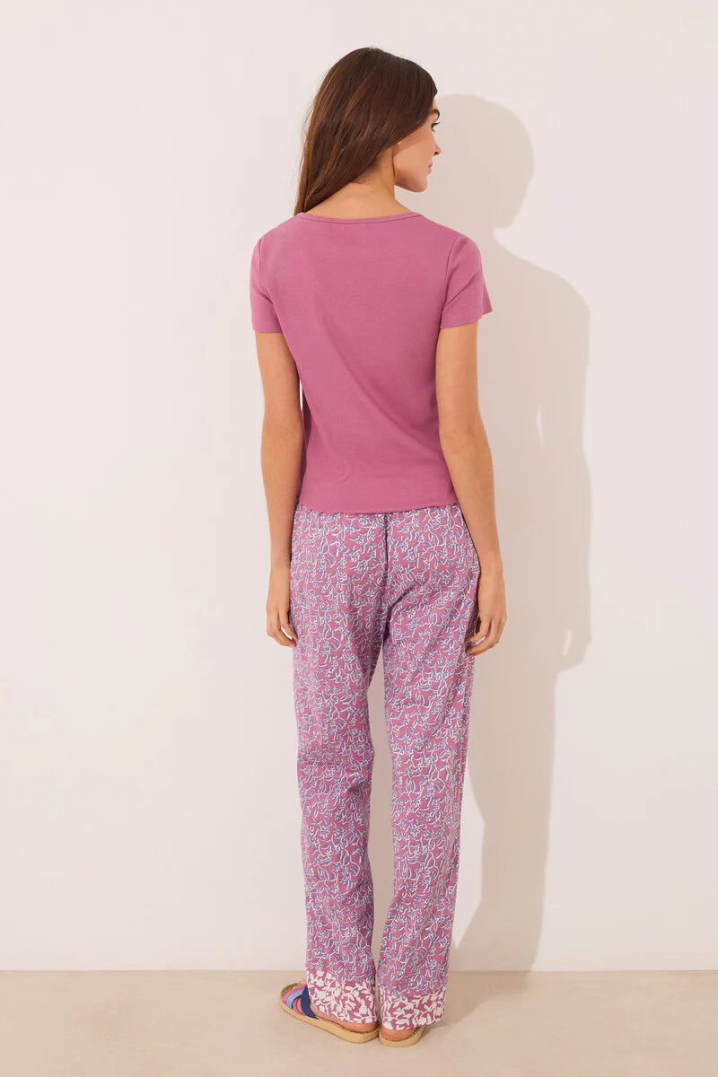 Pink cotton short sleeve sleeved pyjamas - Image 2