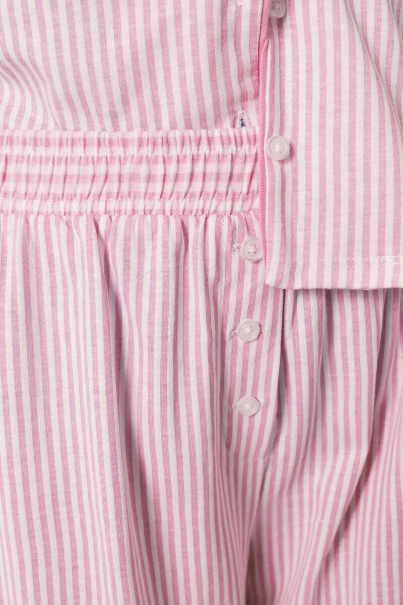 Pink cotton striped long classic pyjamas - Image 4