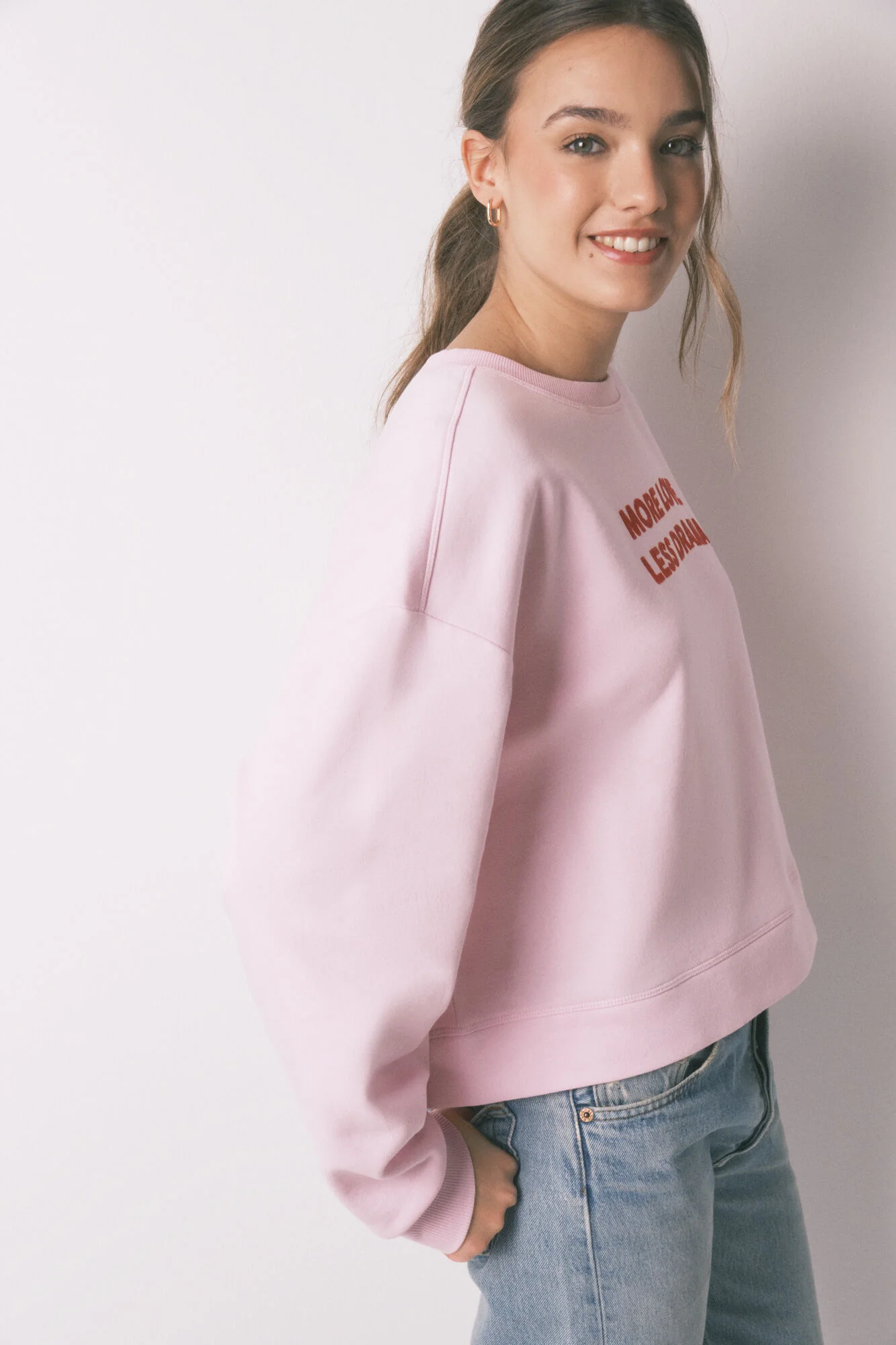 Pink cotton sweatshirt - Image 3