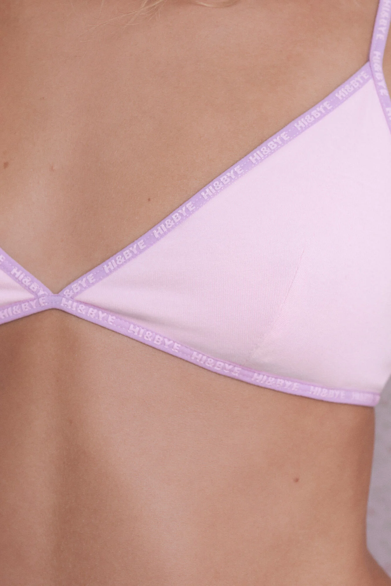 Pink cotton triangle bra with removable cups - Image 2