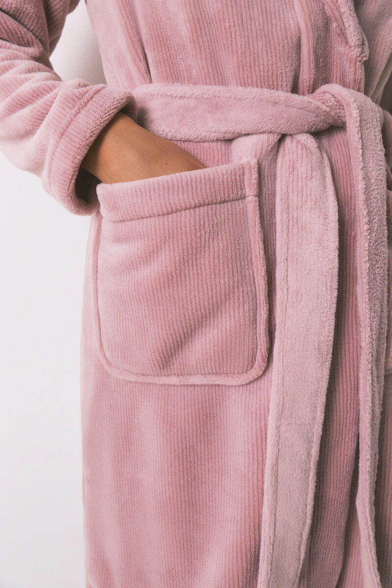 Pink fleece fleece midi robe - Image 3