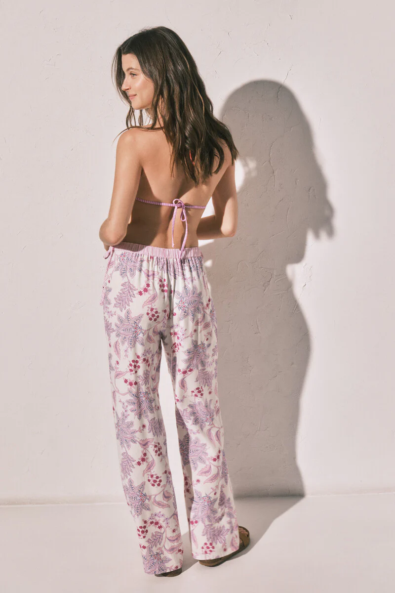 Pink floral print long trousers - Image 5
