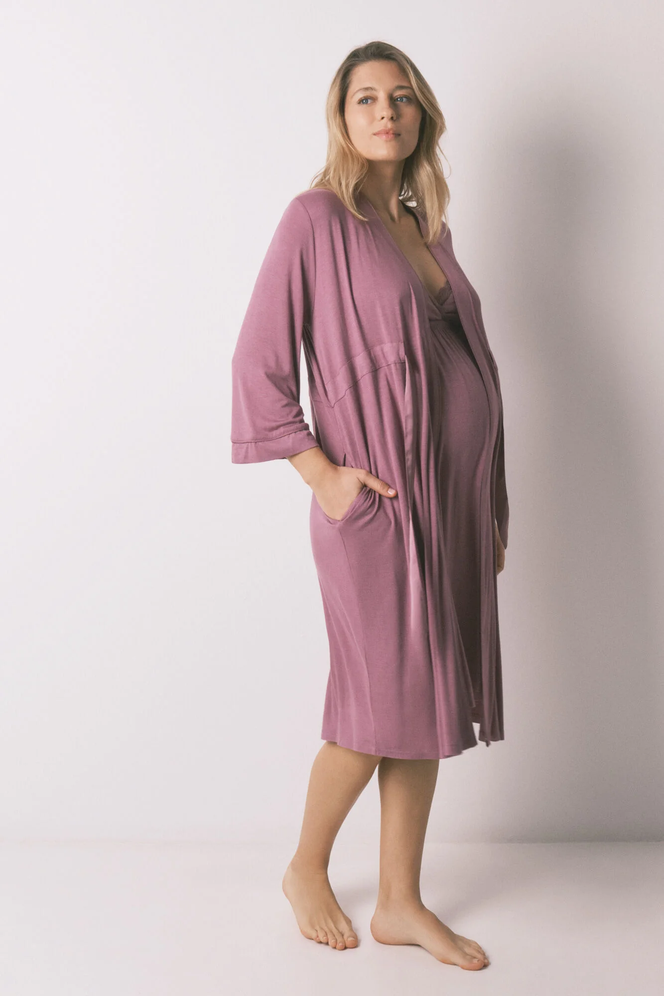 Pink maternity belted robe - Image 4