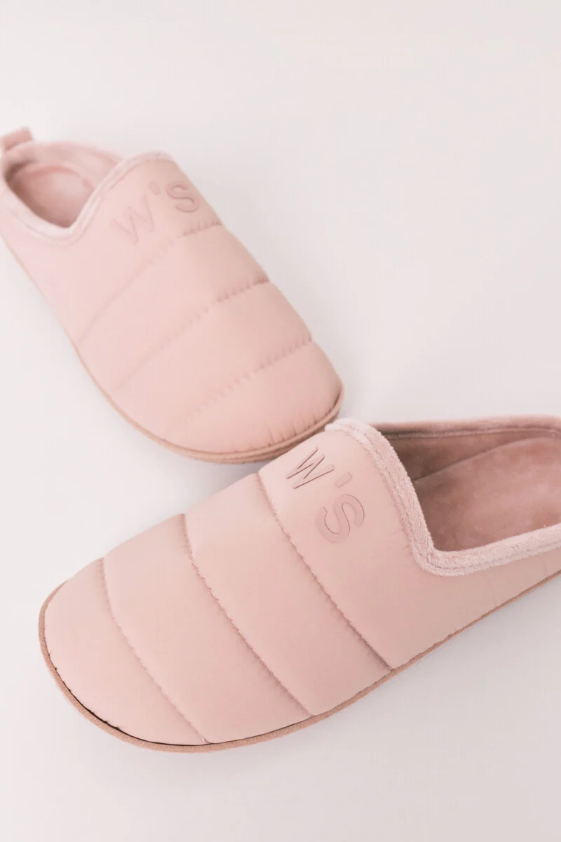 Pink puffer slippers