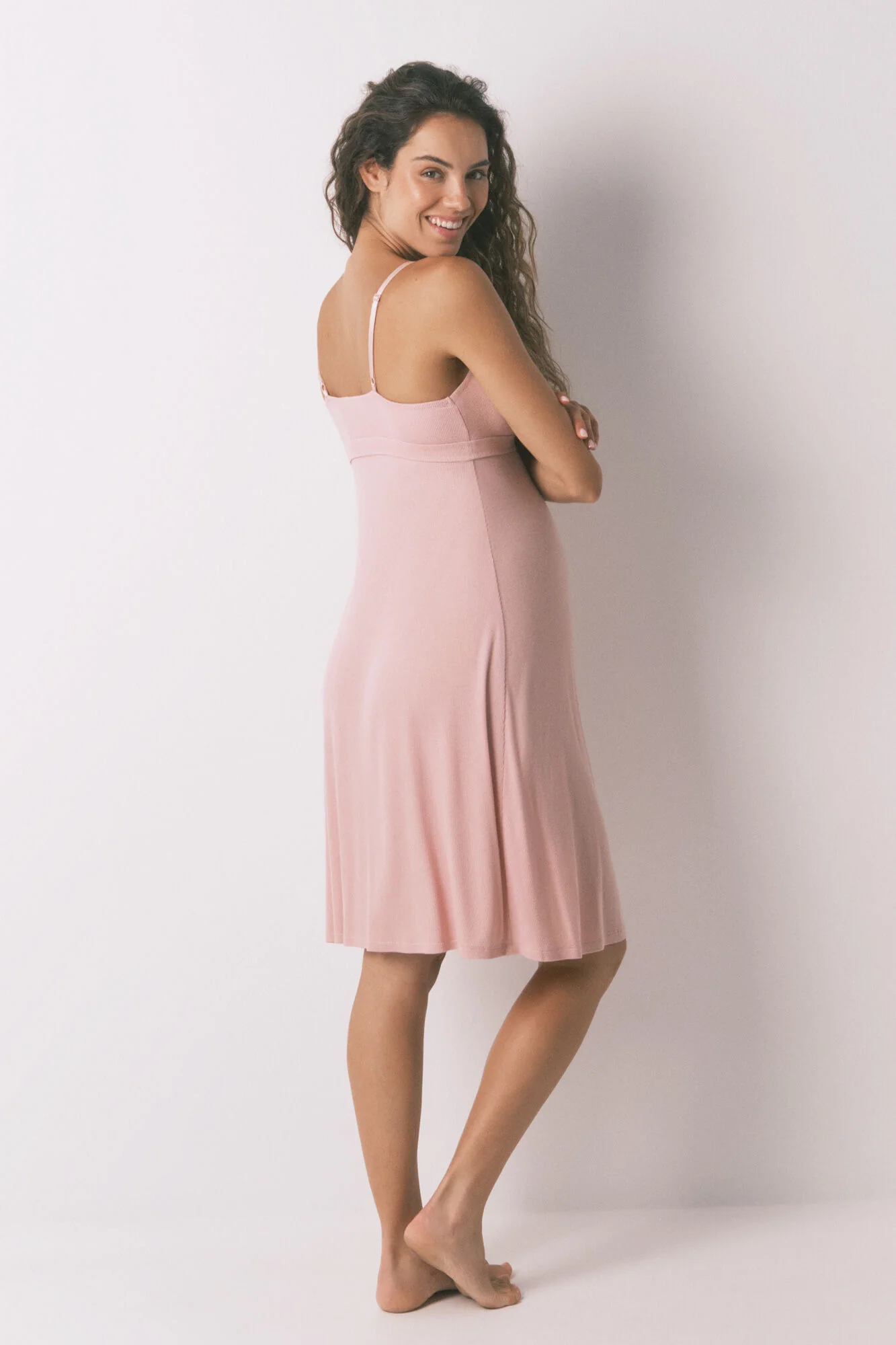 Pink ribbed " maternity " technical nightgown - Image 3
