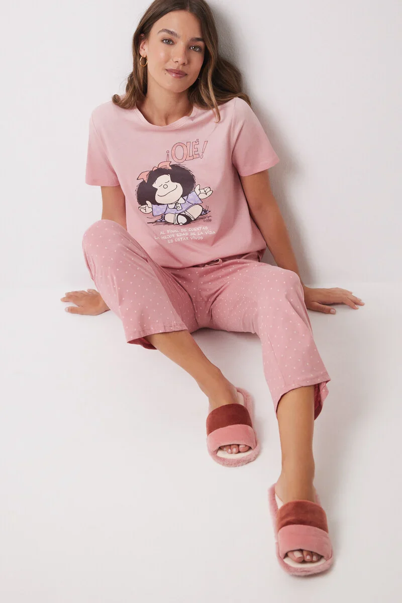 100% Cotton Mafalda pink pajamas - Image 2