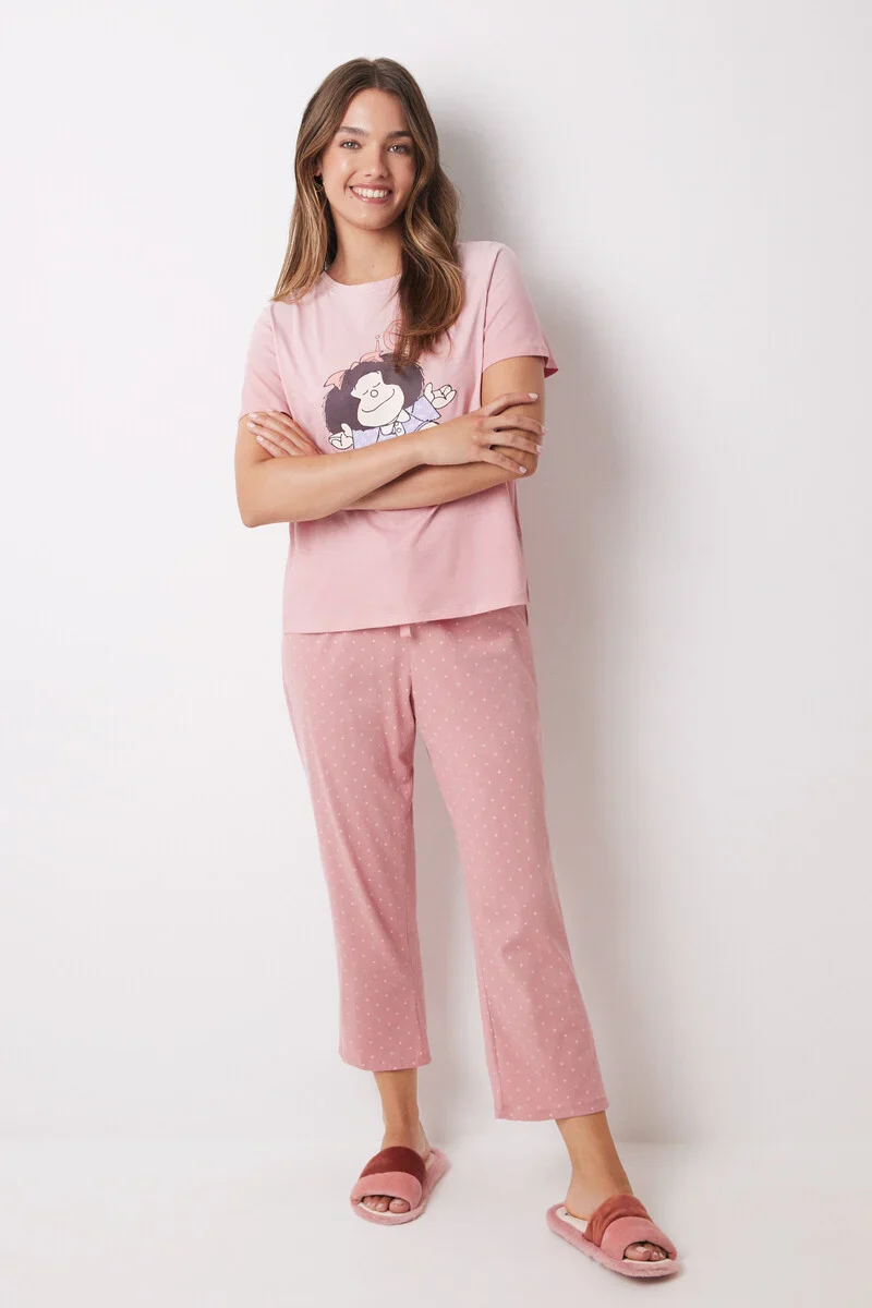 100% Cotton Mafalda pink pajamas - Image 3