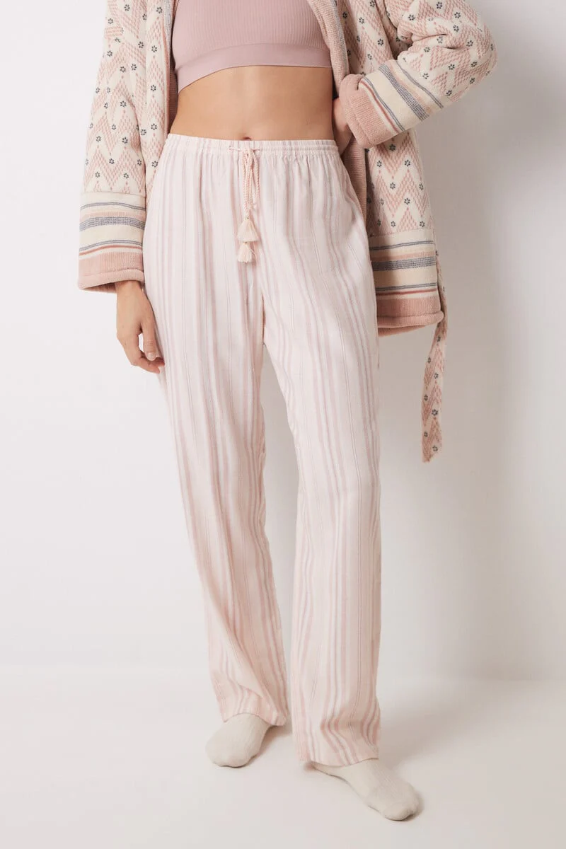 Long pink striped flannel trousers - Image 3