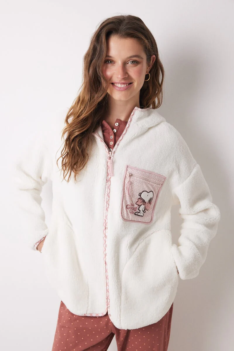 White short faux shearling robe