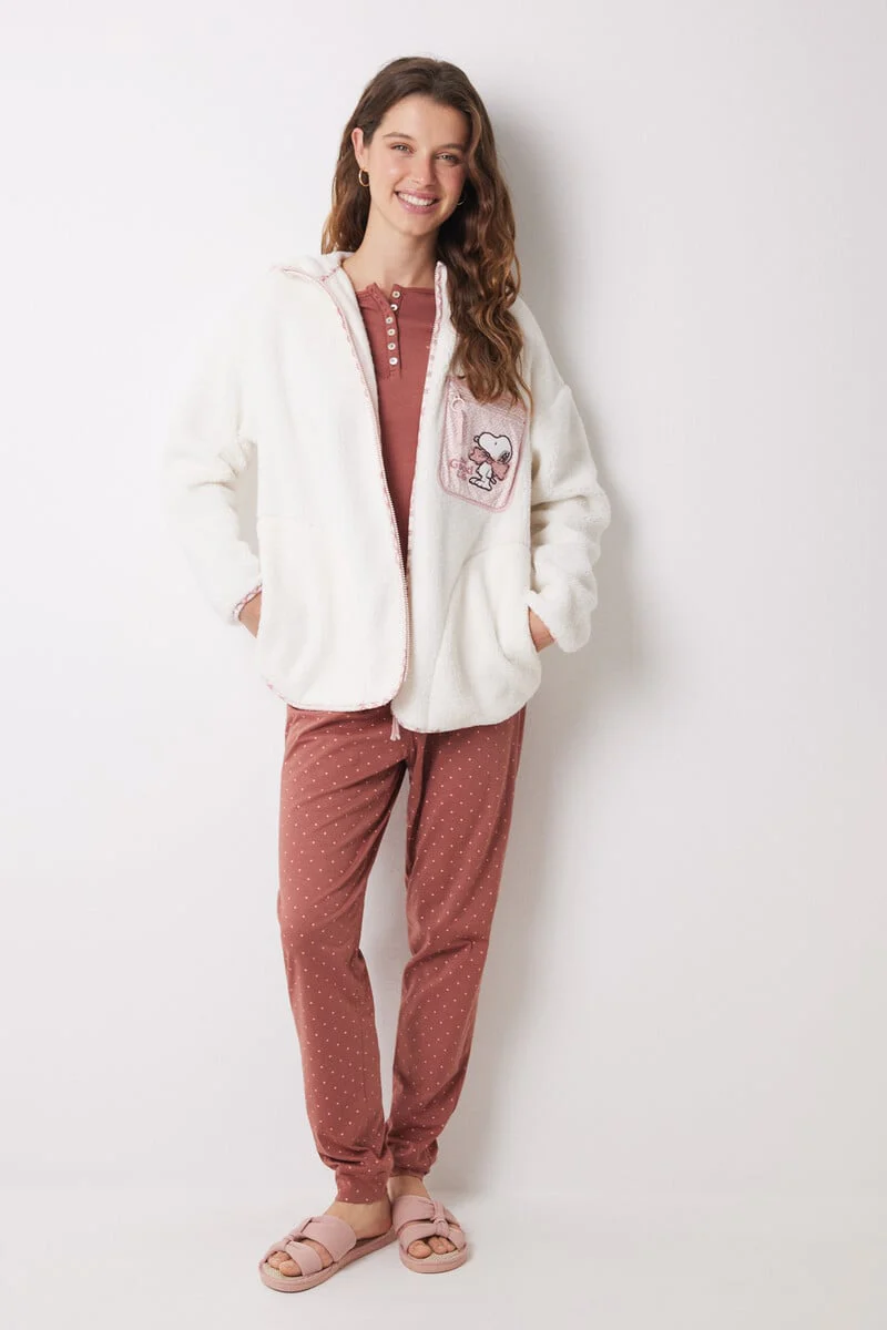 White short faux shearling robe - Image 2