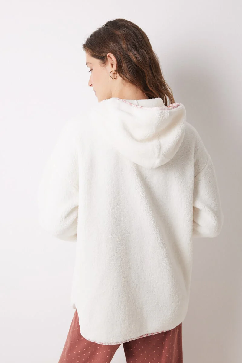 White short faux shearling robe - Image 4