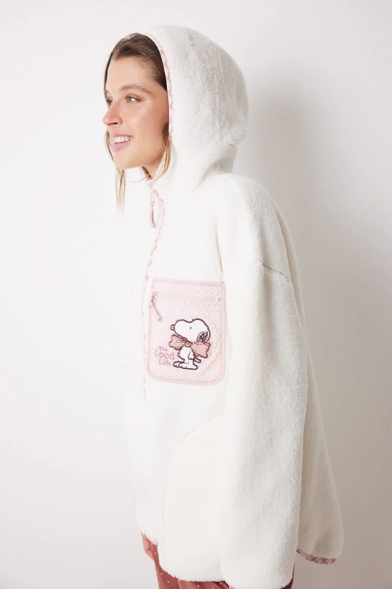 White short faux shearling robe - Image 5