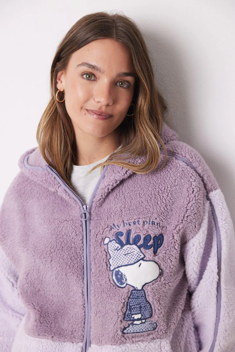 Short faux shearling Snoopy robe - Image 2