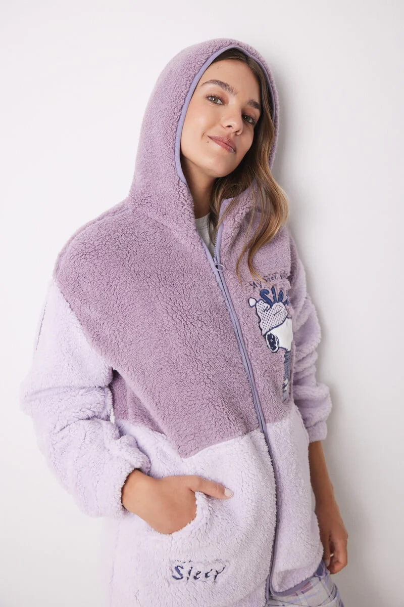 Short faux shearling Snoopy robe - Image 4