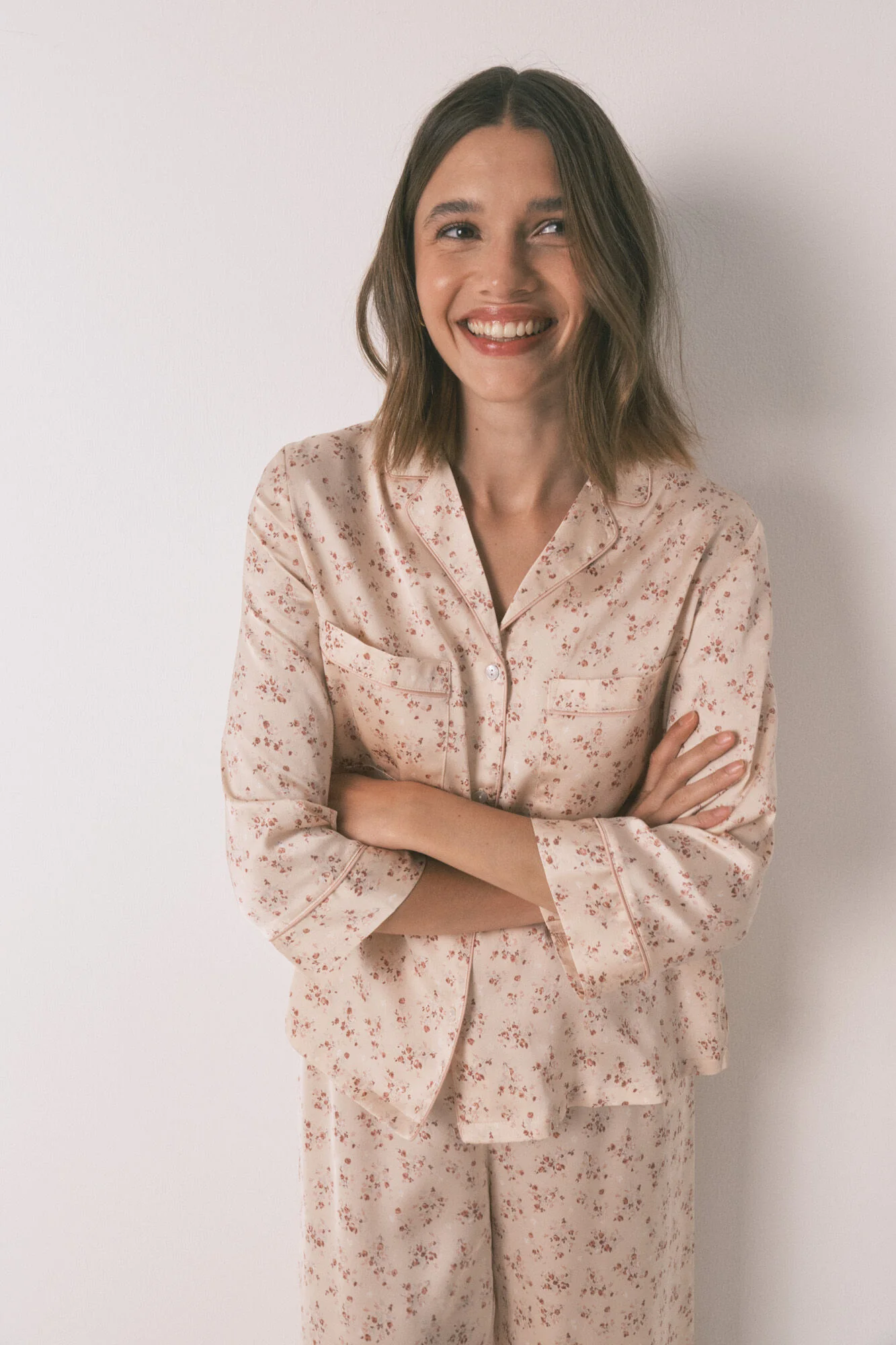 Pink satin long pajama shirt - Image 2