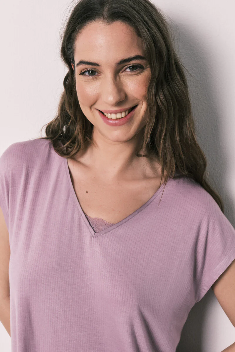 Pink soft-touch viscose Capri pajamas - Image 2