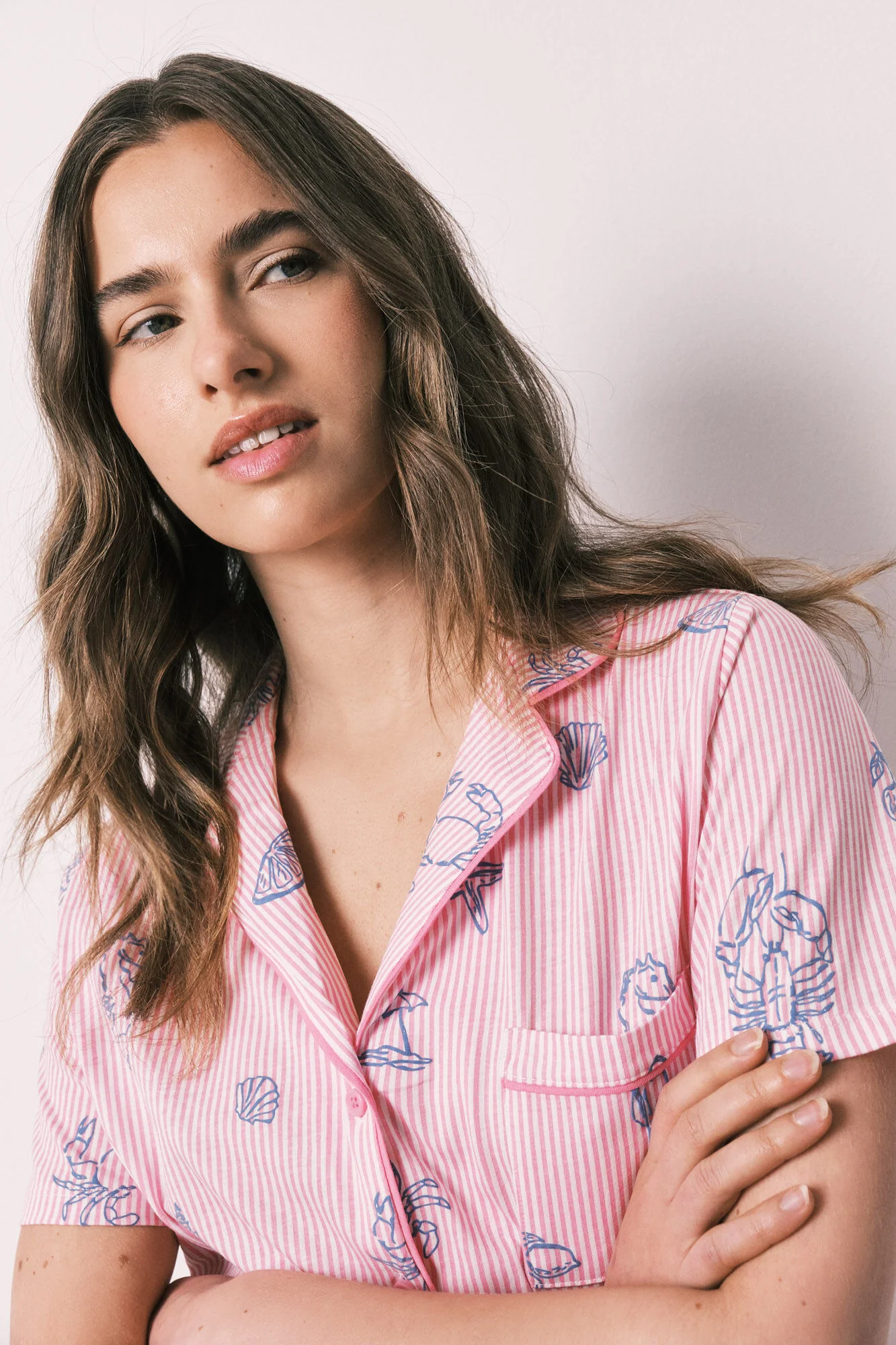 Pink striped cotton classic pyjamas - Image 3