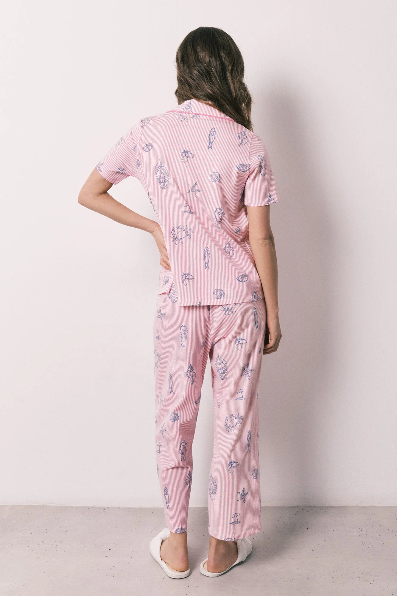 Pink striped cotton classic pyjamas - Image 5