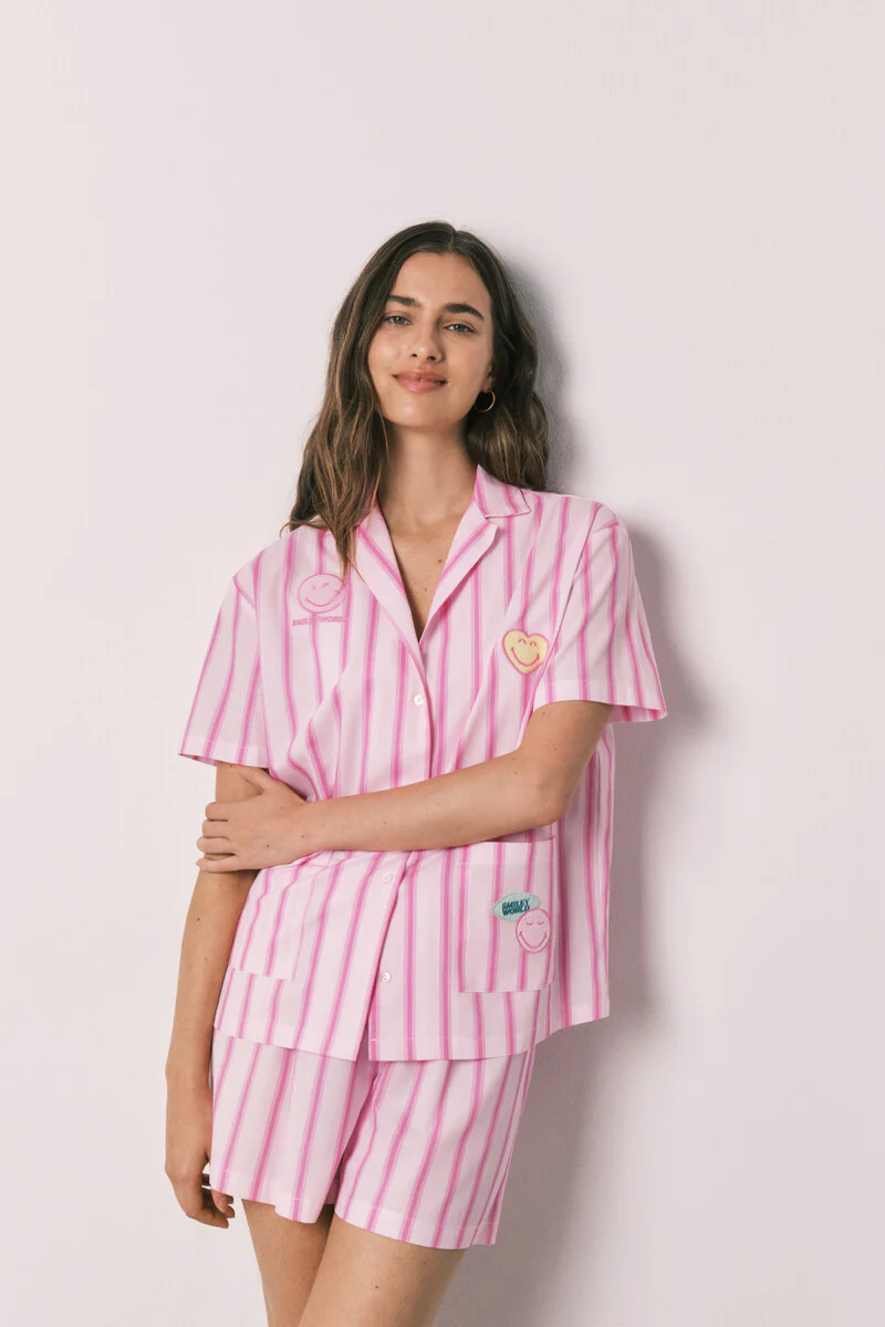 Pink striped cotton classic pyjamas SmileyWorld® - Image 3