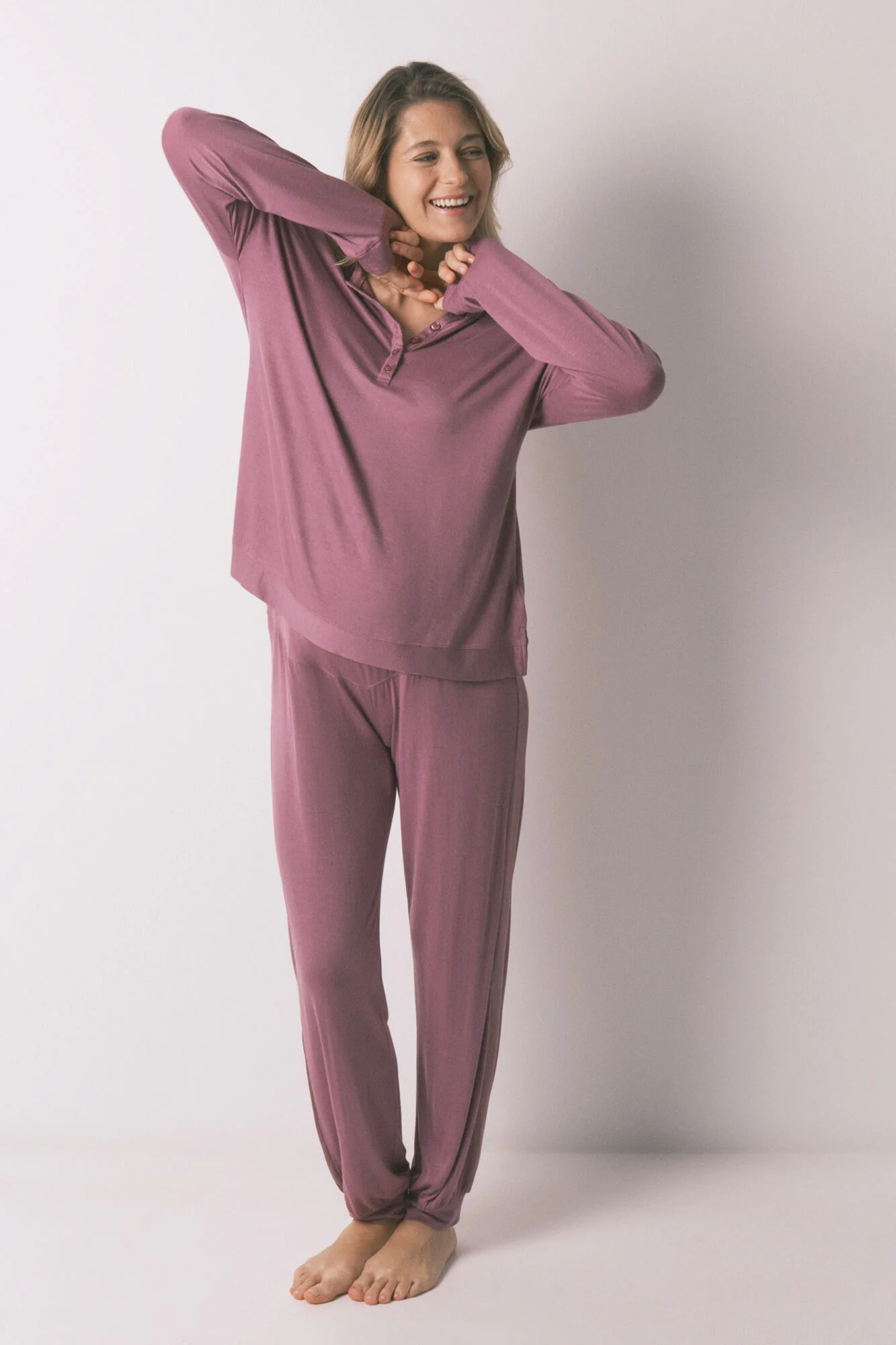 Pink super soft maternity long pyjamas