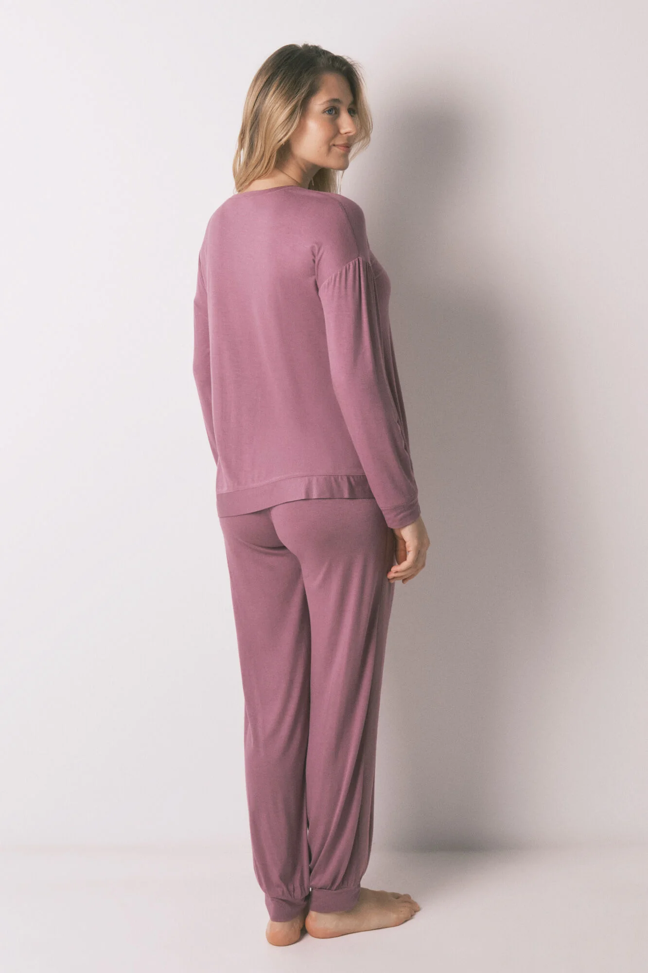 Pink super soft maternity long pyjamas - Image 3
