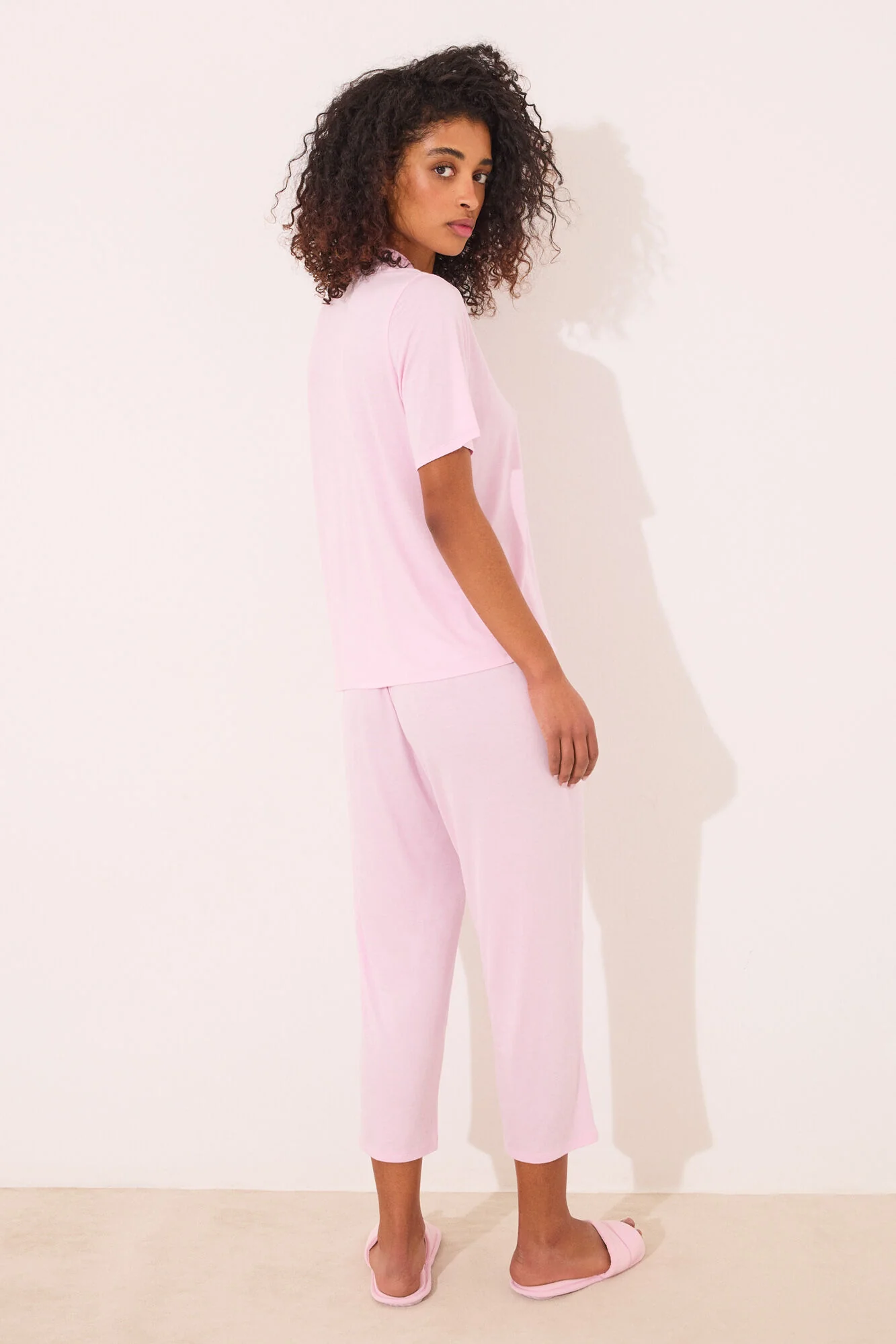 Pink viscose Capri classic pyjamas - Image 3