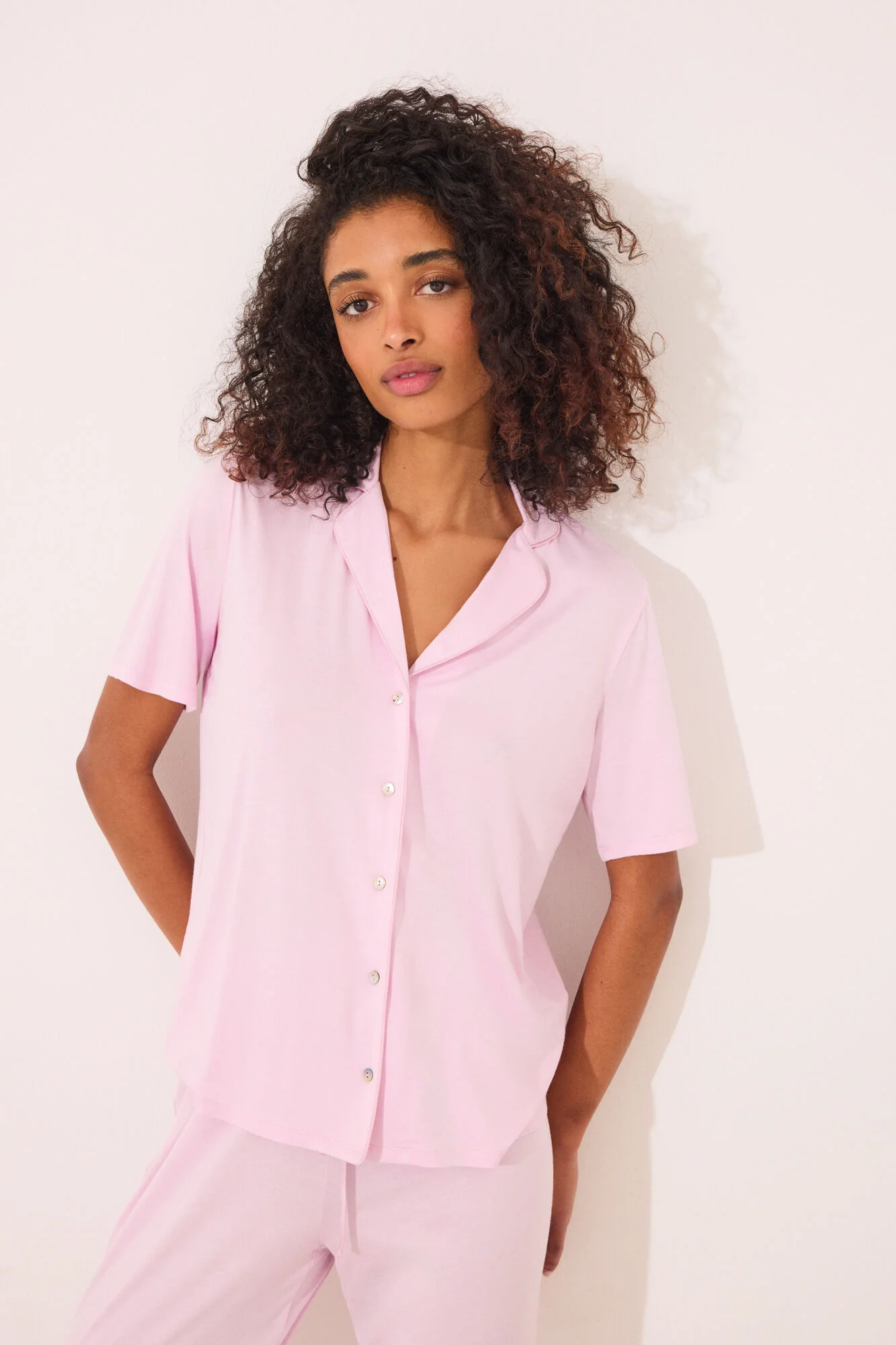 Pink viscose Capri classic pyjamas - Image 6
