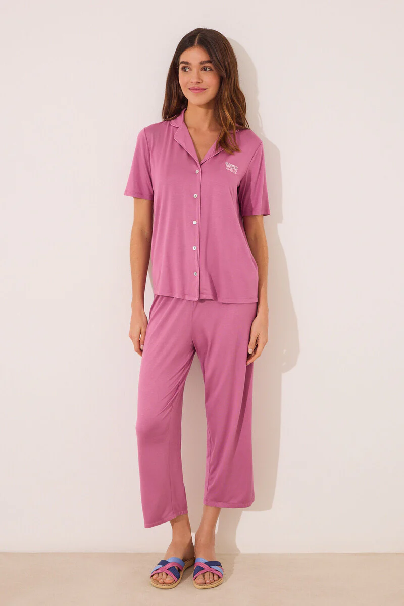 Pink viscose classic pyjamas