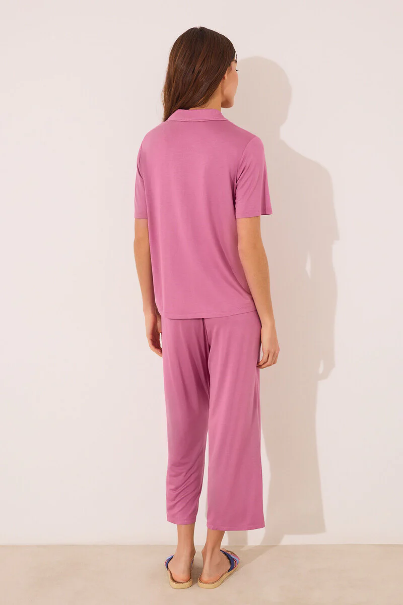 Pink viscose classic pyjamas - Image 5