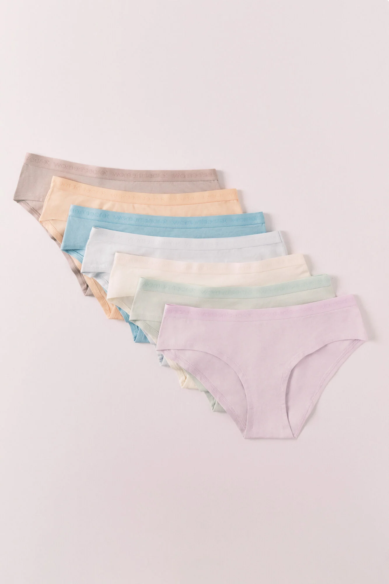 Plain cotton 7-pack wide panties with logo