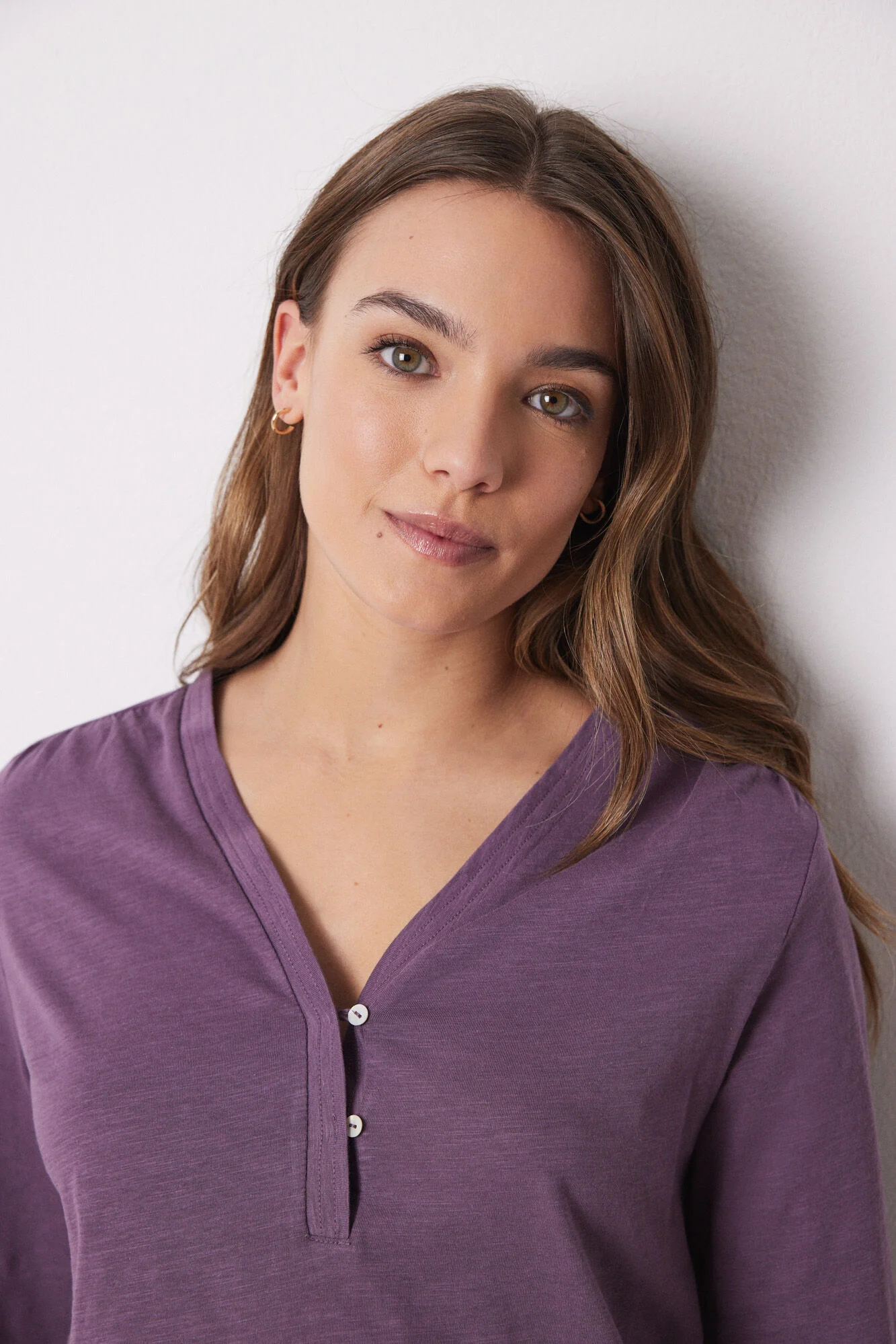Purple 100% cotton long sleeve -shirt - Image 3