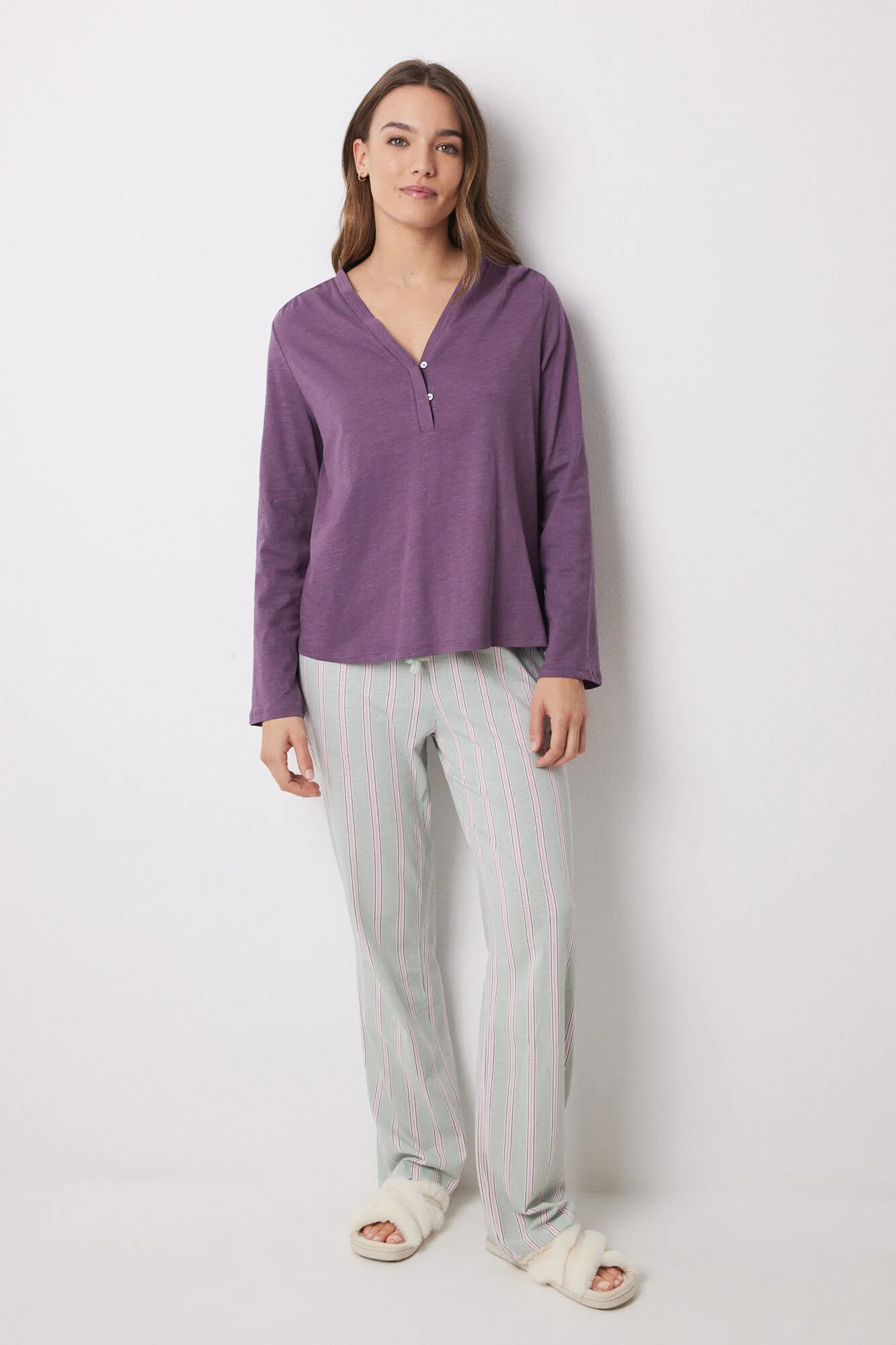 Purple 100% cotton long sleeve -shirt - Image 4