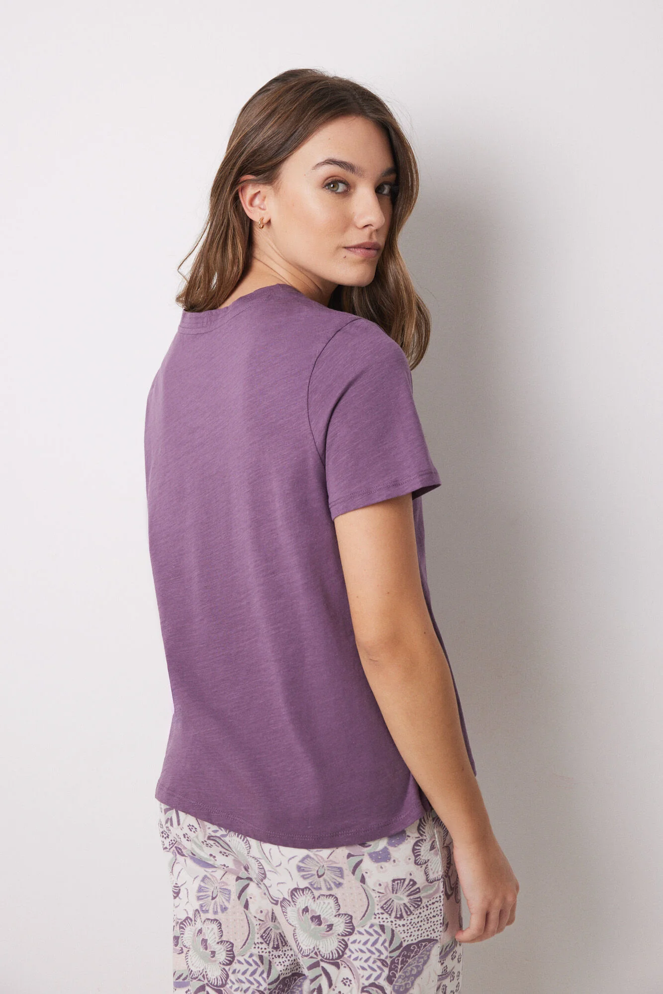 Purple 100% cotton short sleeve shirt - Image 2