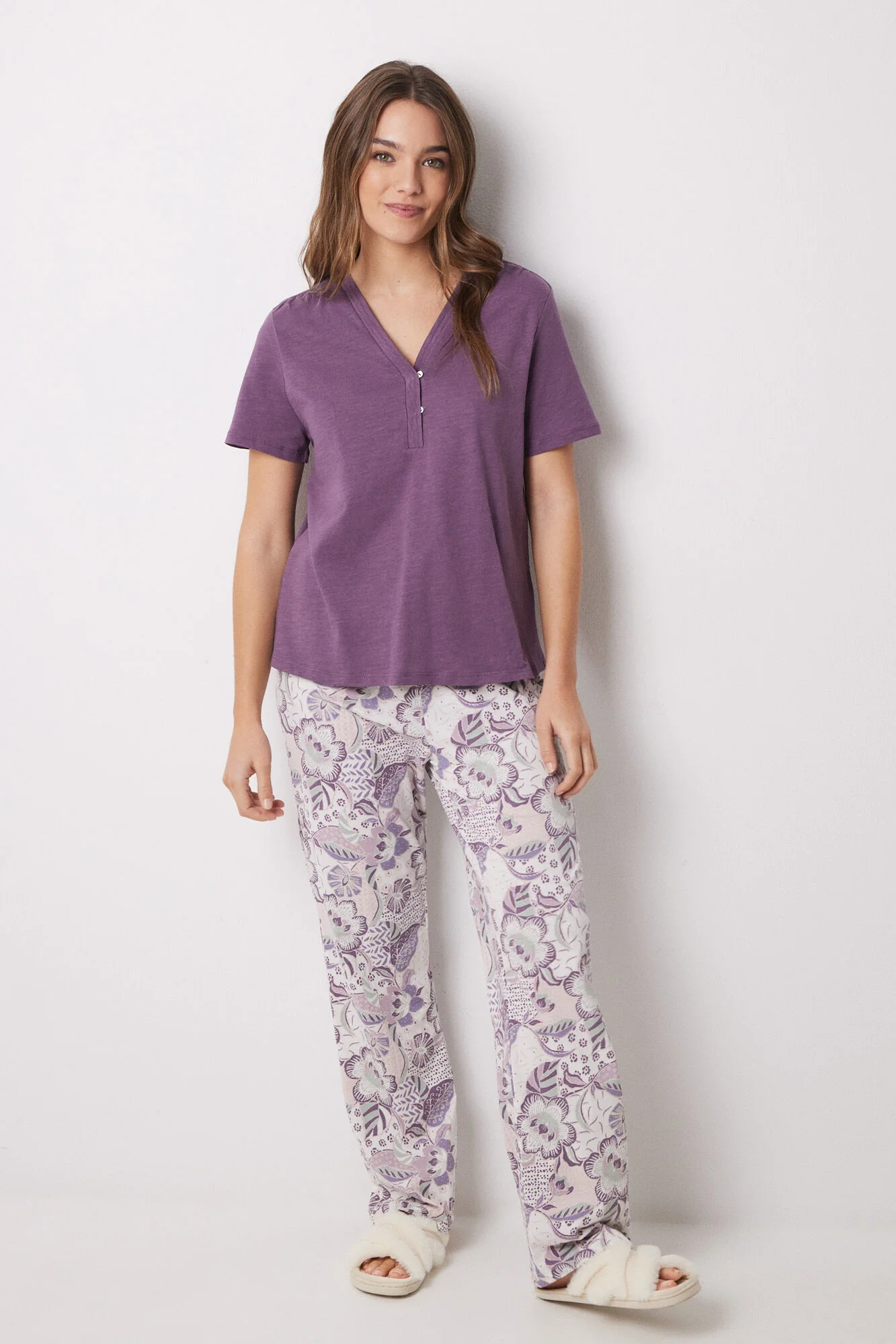 Purple 100% cotton short sleeve shirt - Image 5