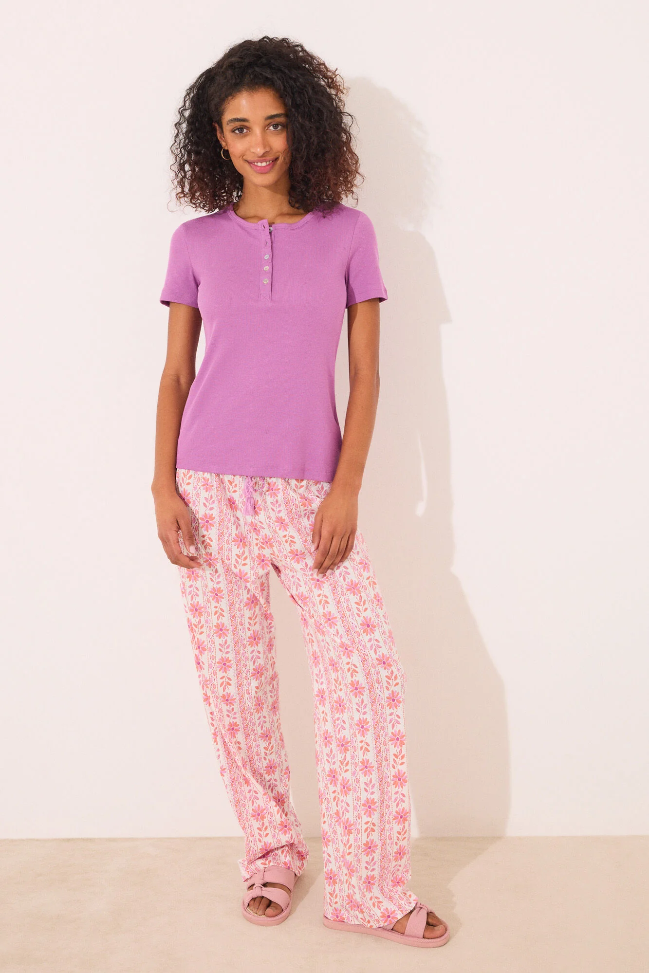 Purple ribbed short sleeve T-shirt - Image 3