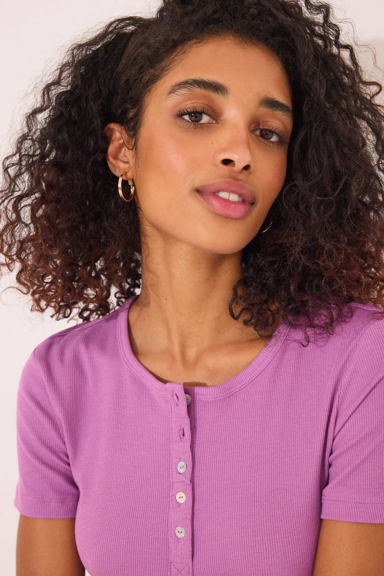 Purple ribbed short sleeve T-shirt - Image 4