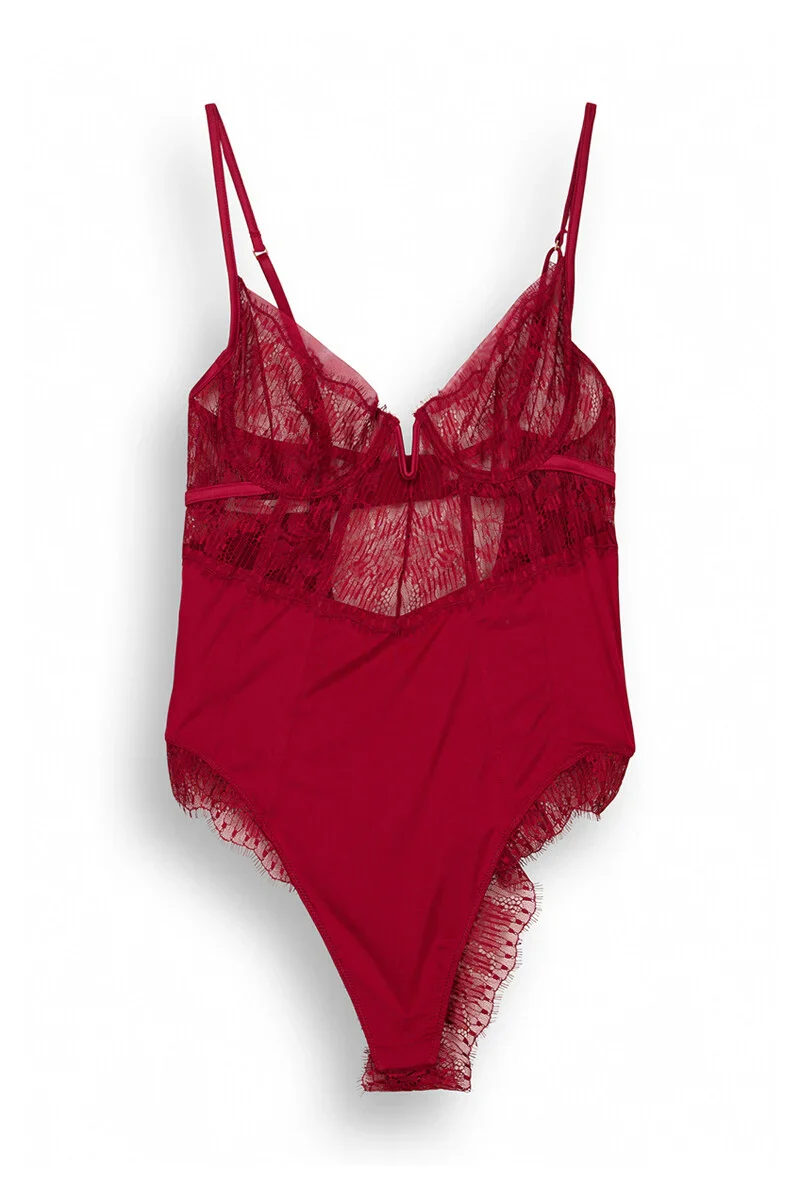 Red Brazilian microfibre lace bodysuit - Image 5
