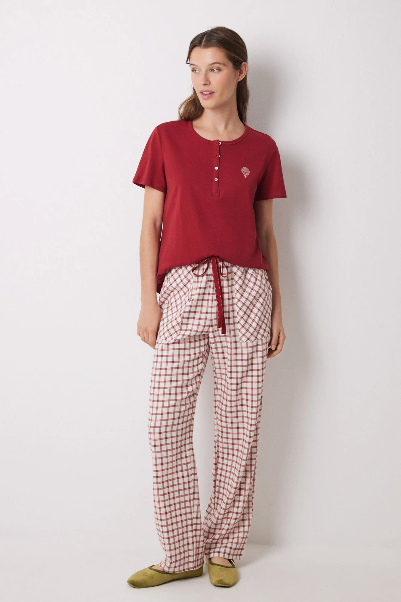 Red checked cotton pyjama bottoms - Image 4