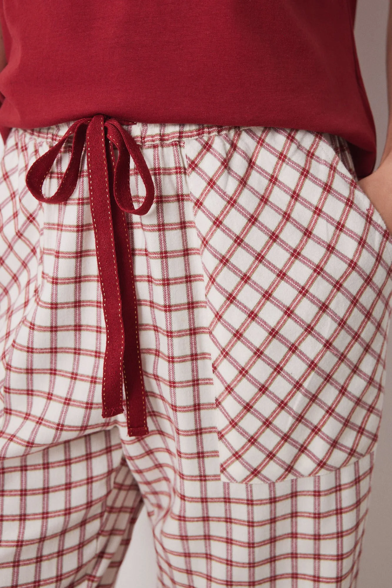 Red checked cotton pyjama bottoms - Image 5